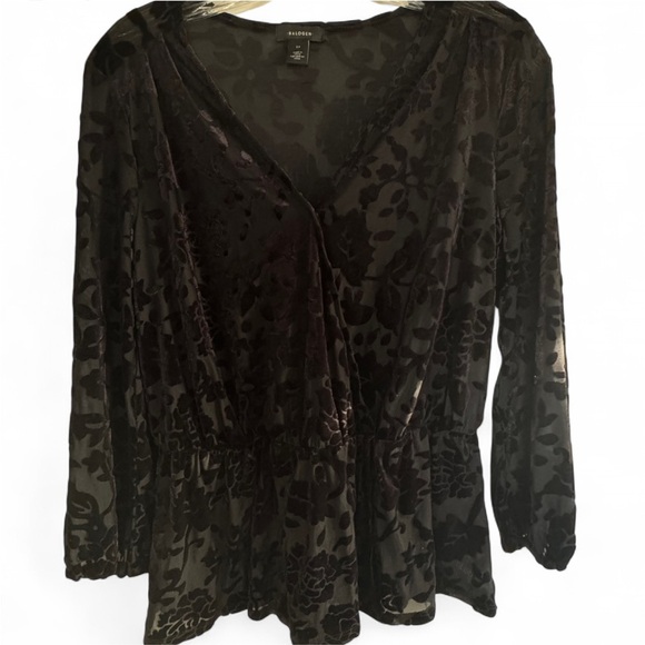 Halogen Black Velvet floral Buttoned Blouse XS - Picture 1 of 4